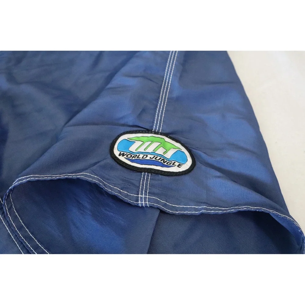 World Jungle‎ Board Vintage Shorts Mens 38 Blue Surf Swim Trunks Made in USA 90s